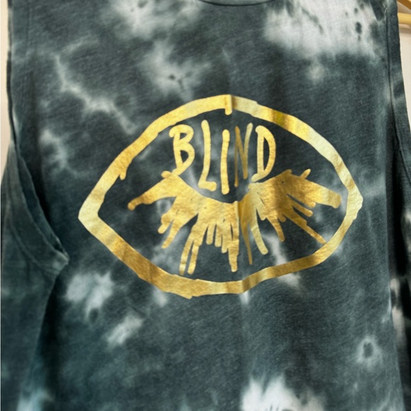 Tie Dye Betsy Johnson Tank Top with gold print - Picture 2 of 6